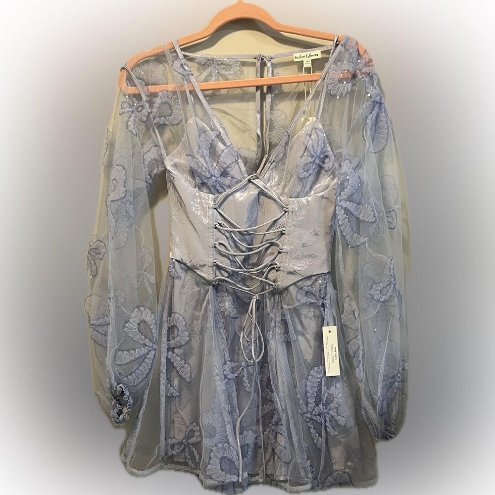 Elegant Sheer Lace-Up Dress